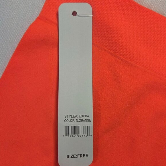 Mopas Orange Nylon Cropped Capri High Rise Athletic Yoga Gym Leggings Free Size - Picture 5 of 6